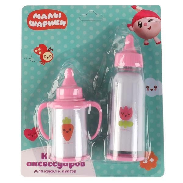 Set for baby doll "BABY" 2 items: bottle, sippy cup, TM KARAPUZ