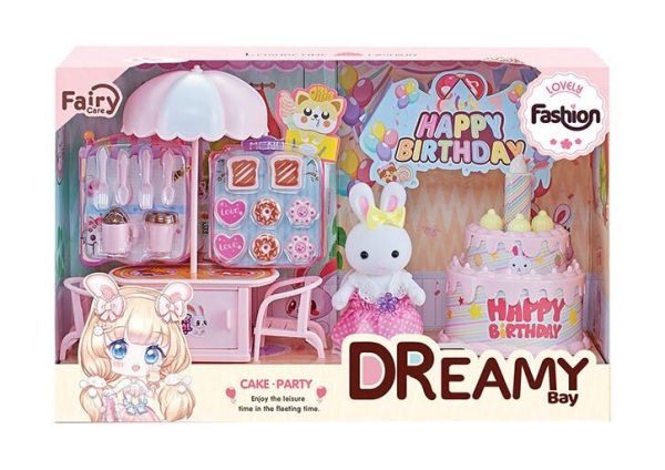 Cady Rabbit playset with furniture set, party with cake", 6642