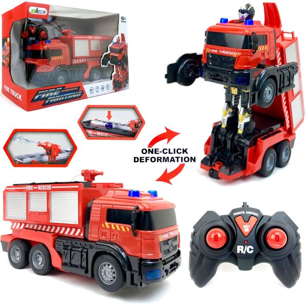 Radio-controlled fire truck-transformer (light, sound, spray)
