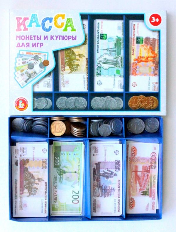 Toy cash register for children “Coins and bills for games”