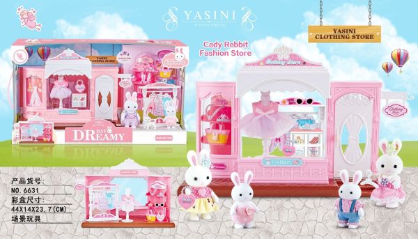 Cady Rabbit play set with furniture set, clothing store", 6631
